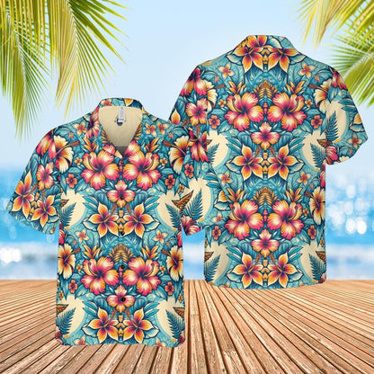 Hawaiian shirt Retro Classic floral front back