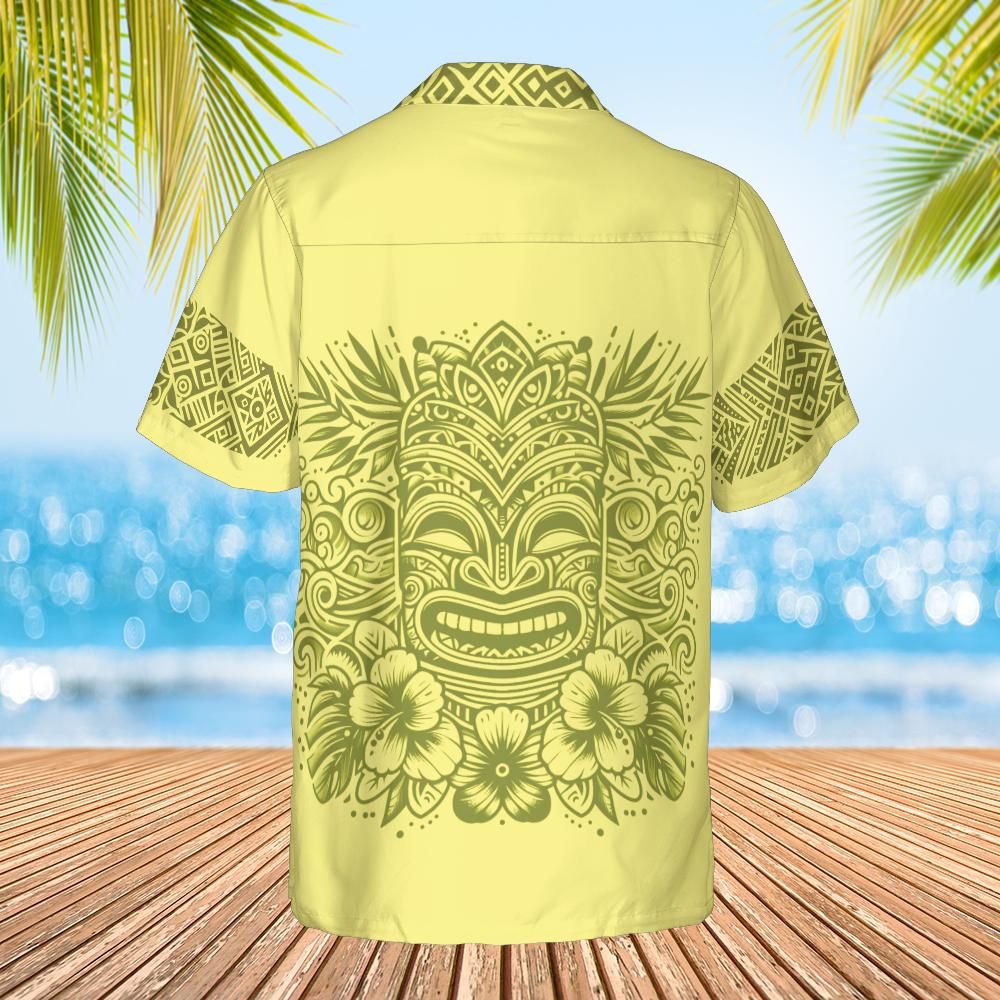 Happy Tiki Hawaiian shirt yellow back