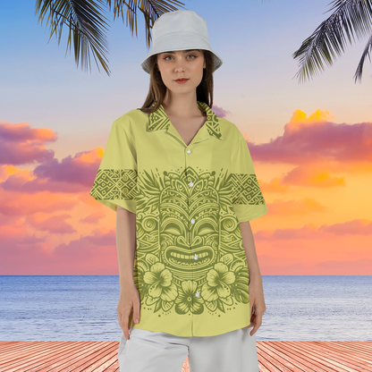 Happy Tiki Hawaiian shirt yellow mockup