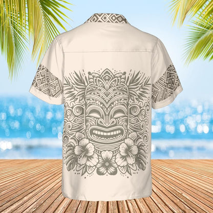 Happy tiki Hawaiian Shirt beige back