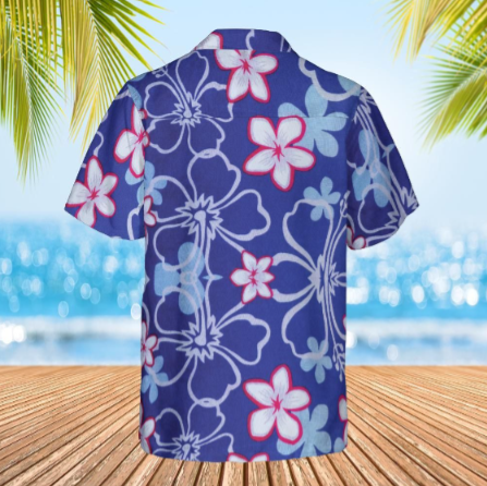 Hawaiian Shirt Aloaha shirt unisex shirt Floral on dark blue back