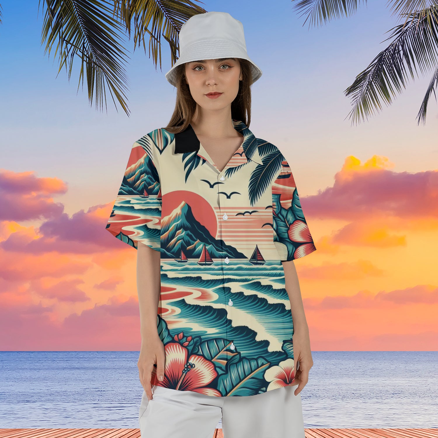 Hawaiian shirt Aloha shirt Classic island pattern mock up