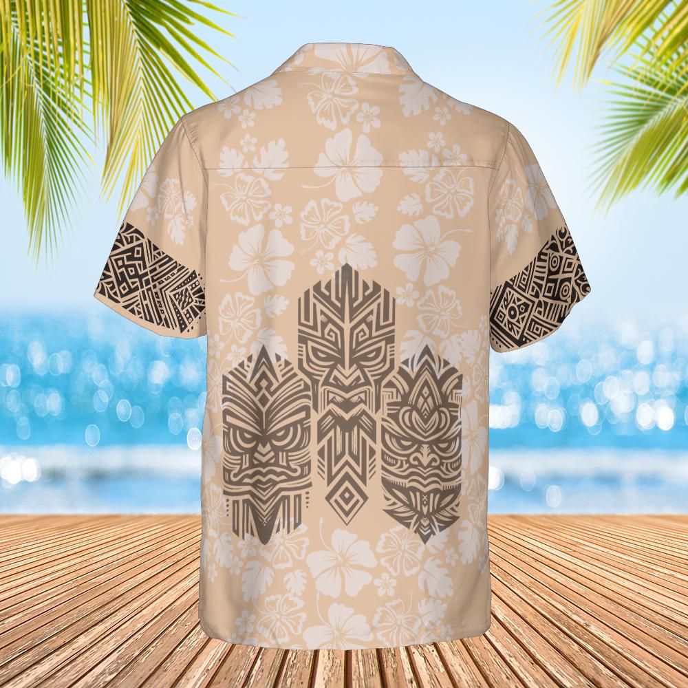 Hawaiian Tiki Shirt beige back