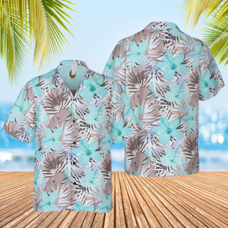 Hawaiian shirt Aloha shirt unisex shirt floral tropical leaves front back