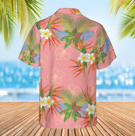 Hawaiian shirt Aloha shirt unisex shirt Floral on salmon back