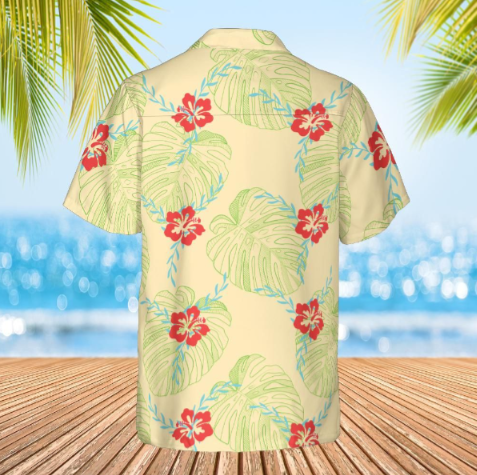 Hawaiian shirt  Aloha shirt unisex shirt floral on lemon back