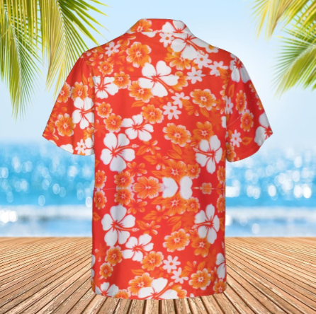 Hawaiian shirt  Aloha shirt unisex shirt floral on sark orange back