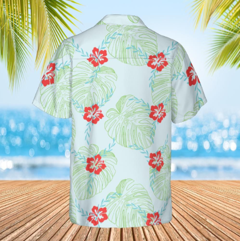 Hawaiian shirt  Aloha shirt unisex shirt floral on sky blue back