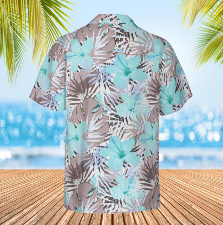 Hawaiian shirt Aloha shirt unisex shirt floral tropical leaves back