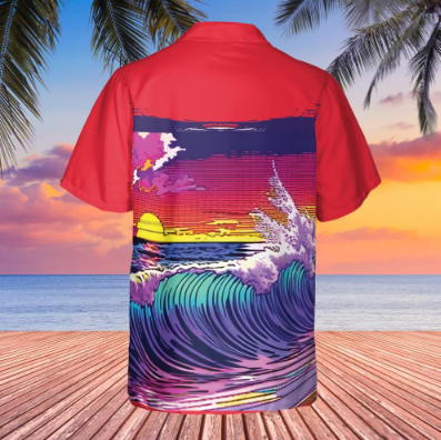 Hawaiian shirt Anime style wave back