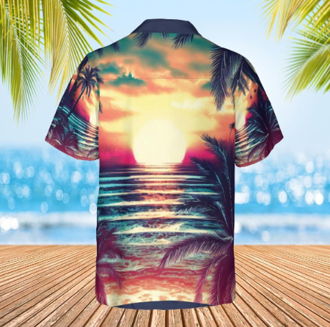 Hawaiian shirt, Aloha shirt, Sunset shirt unisex shirt back