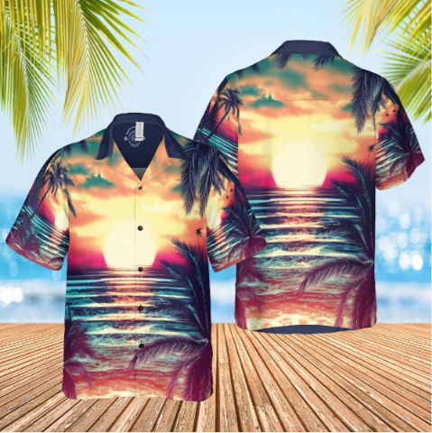 Hawaiian shirt, Aloha shirt, Sunset shirt unisex shirt front back