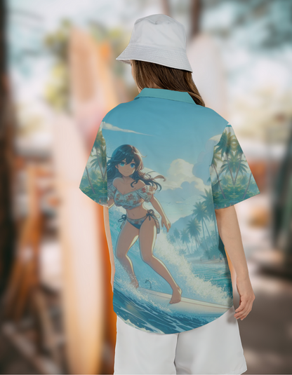 Hawaiian shirt Anime style mock up back