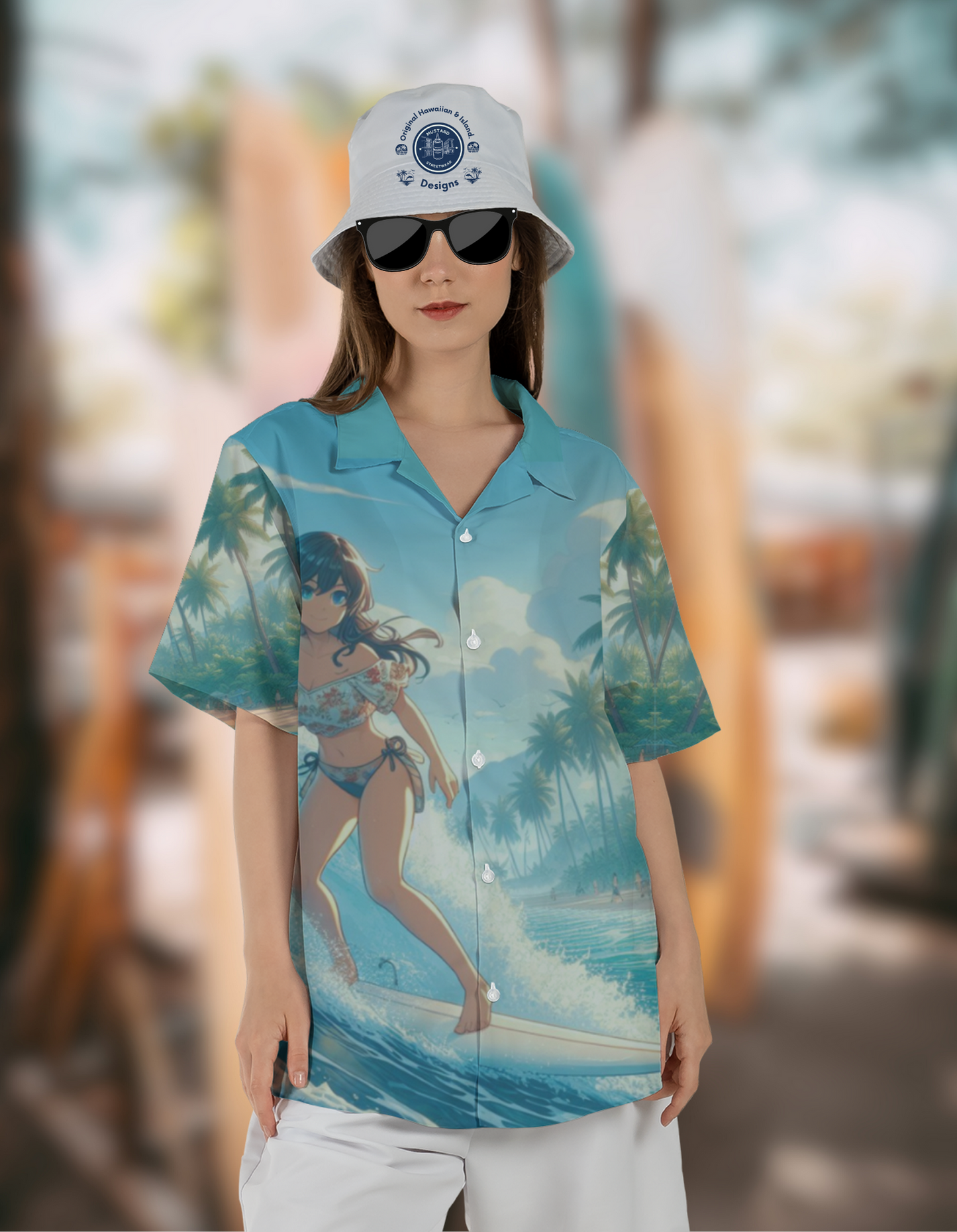 Hawaiian shirt Anime style mock up front