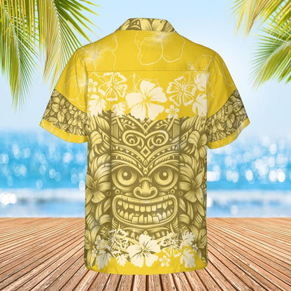 Tik Hawaiian shirt Yellow n white back