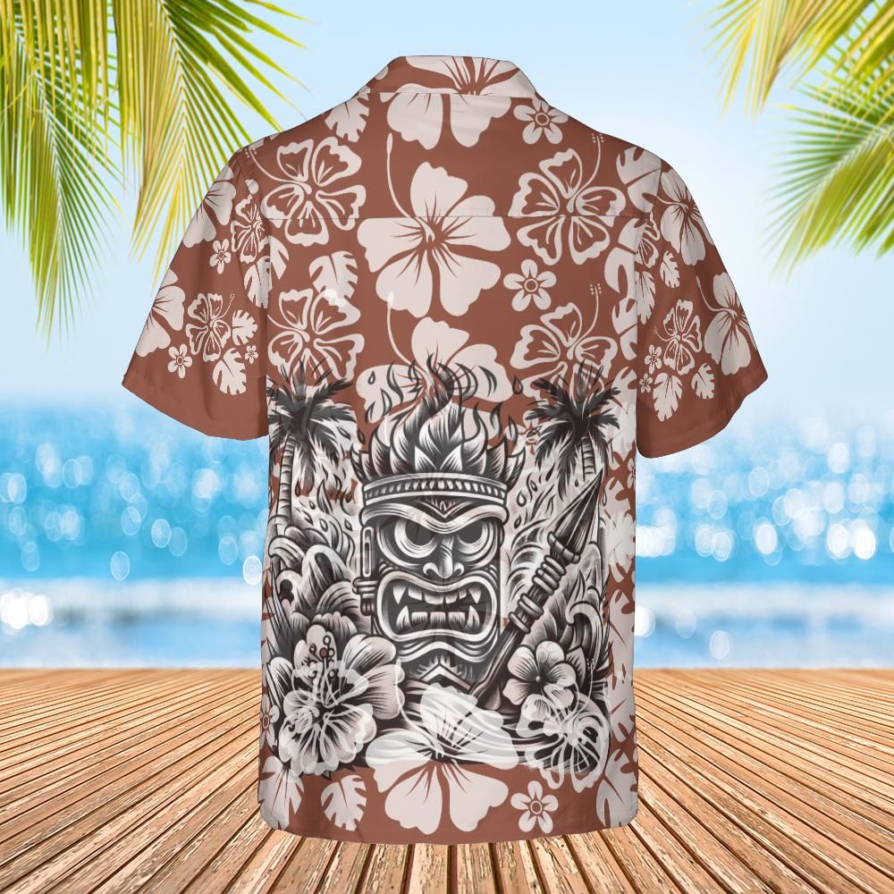Hawaiian tiki style shirt back
