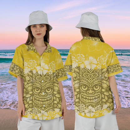 Tik Hawaiian shirt Yellow n white mockup