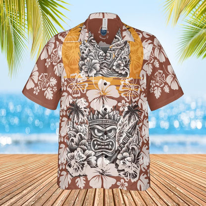 Hawaiian tiki style shirt front
