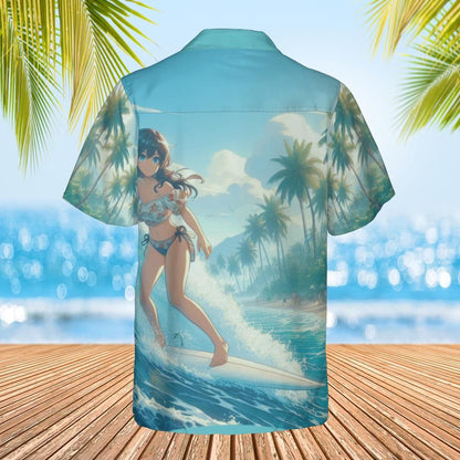 Anime Hawaiian shirt Surfer girl back