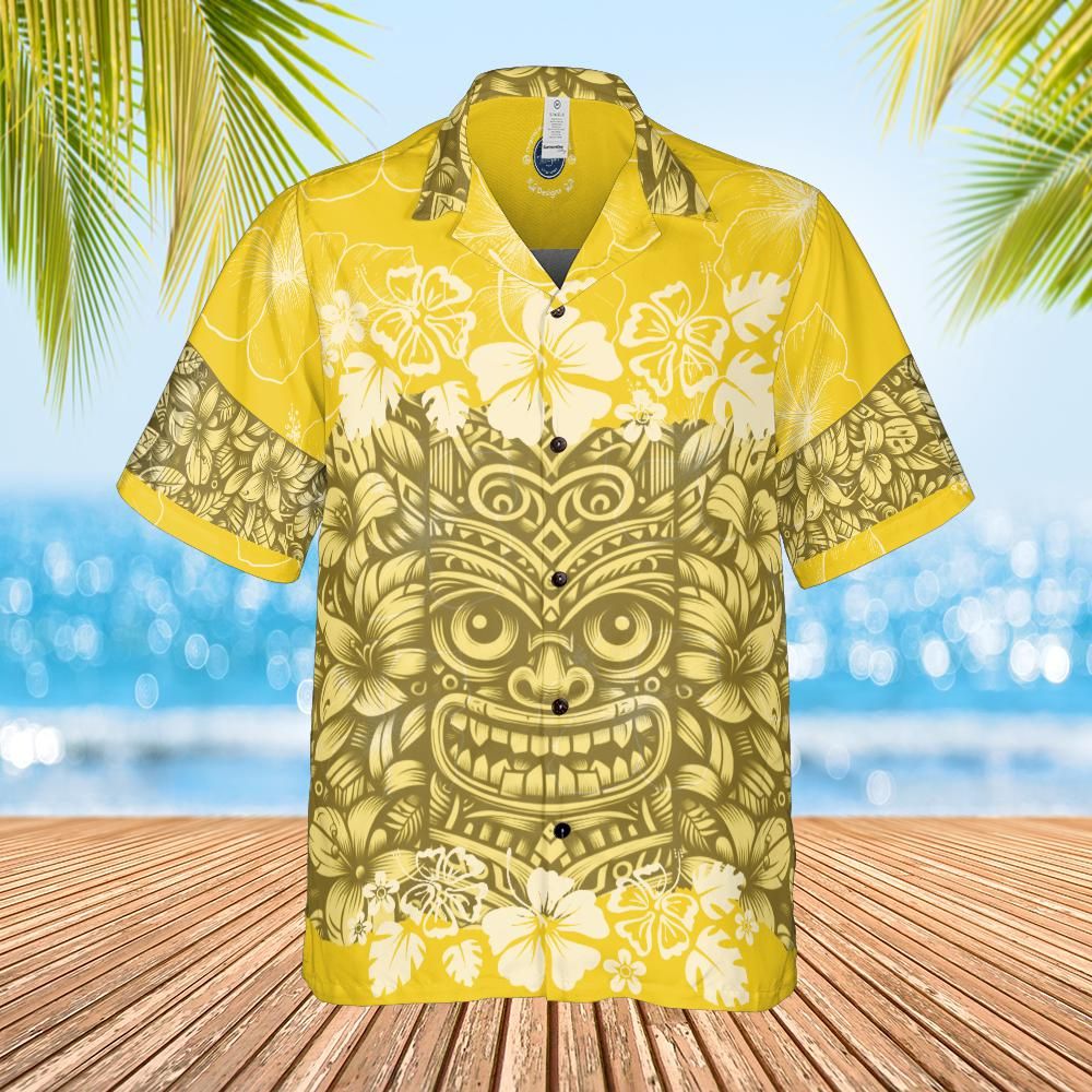 Tik Hawaiian shirt Yellow n white front