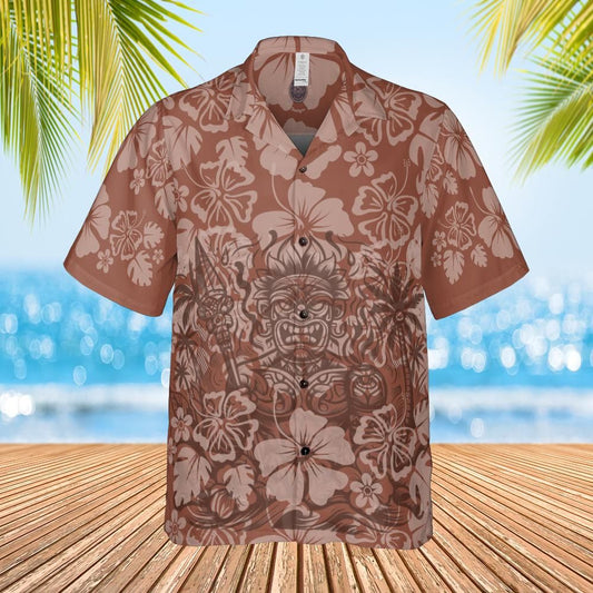 Tiki style Hawaiian shirt man front