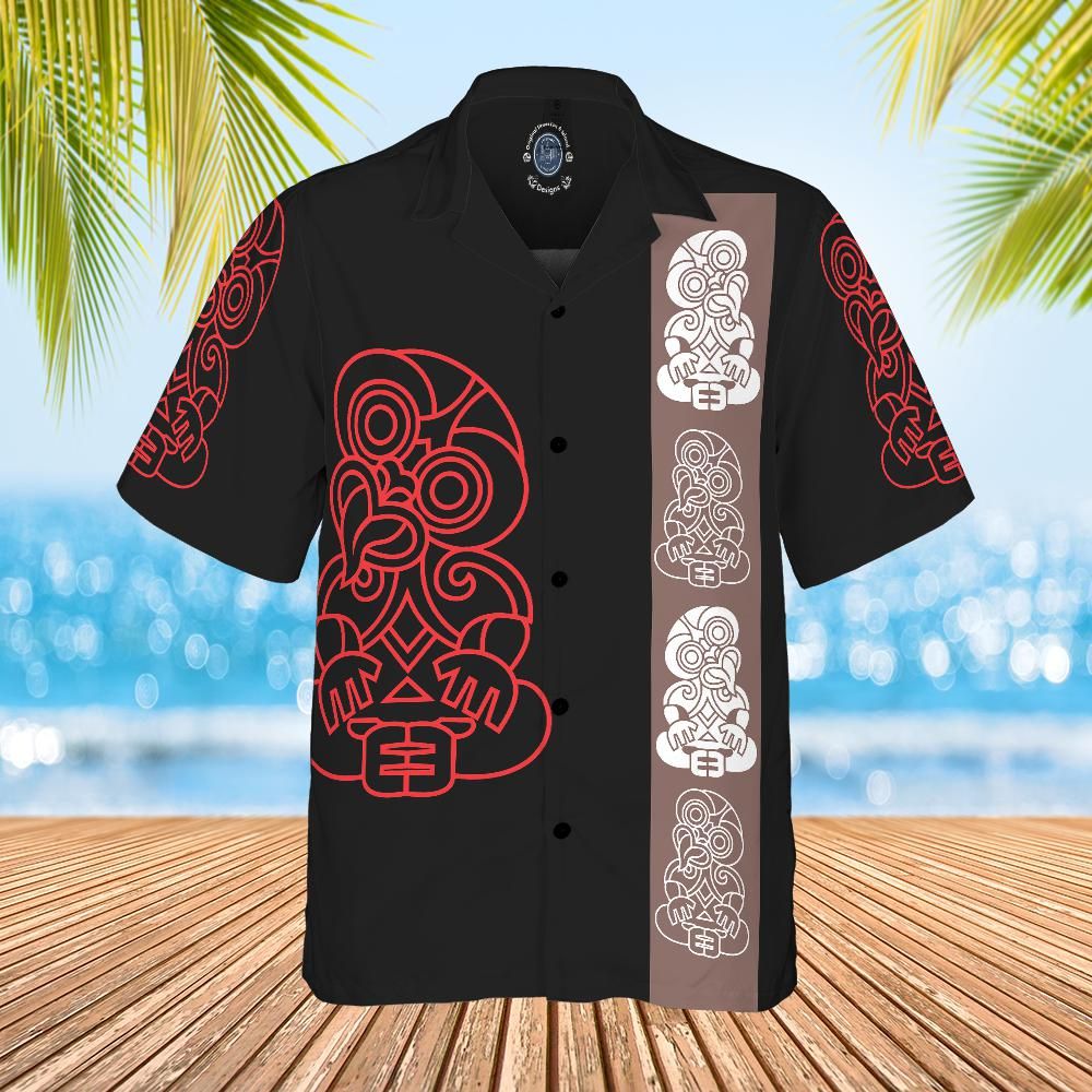 Tiki Hawaiian shirt black red white