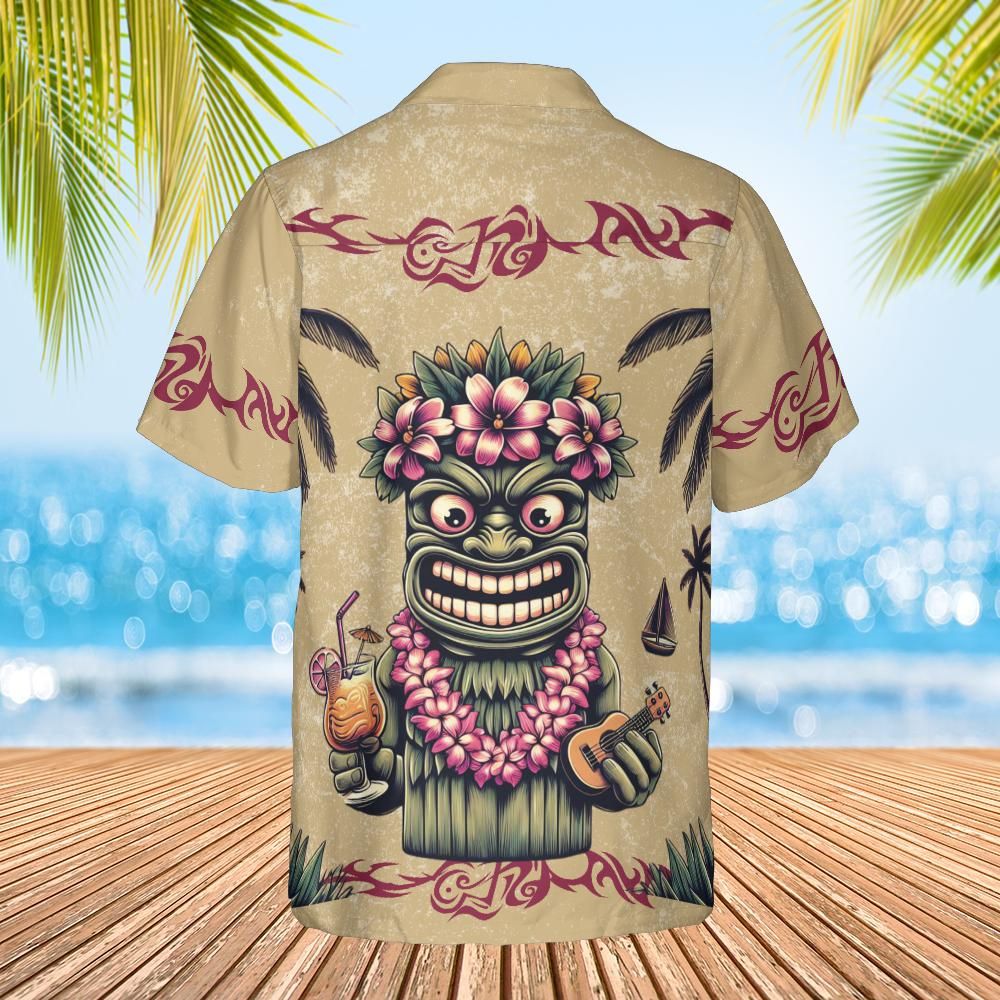 Hawaiian shirt Tiki design back