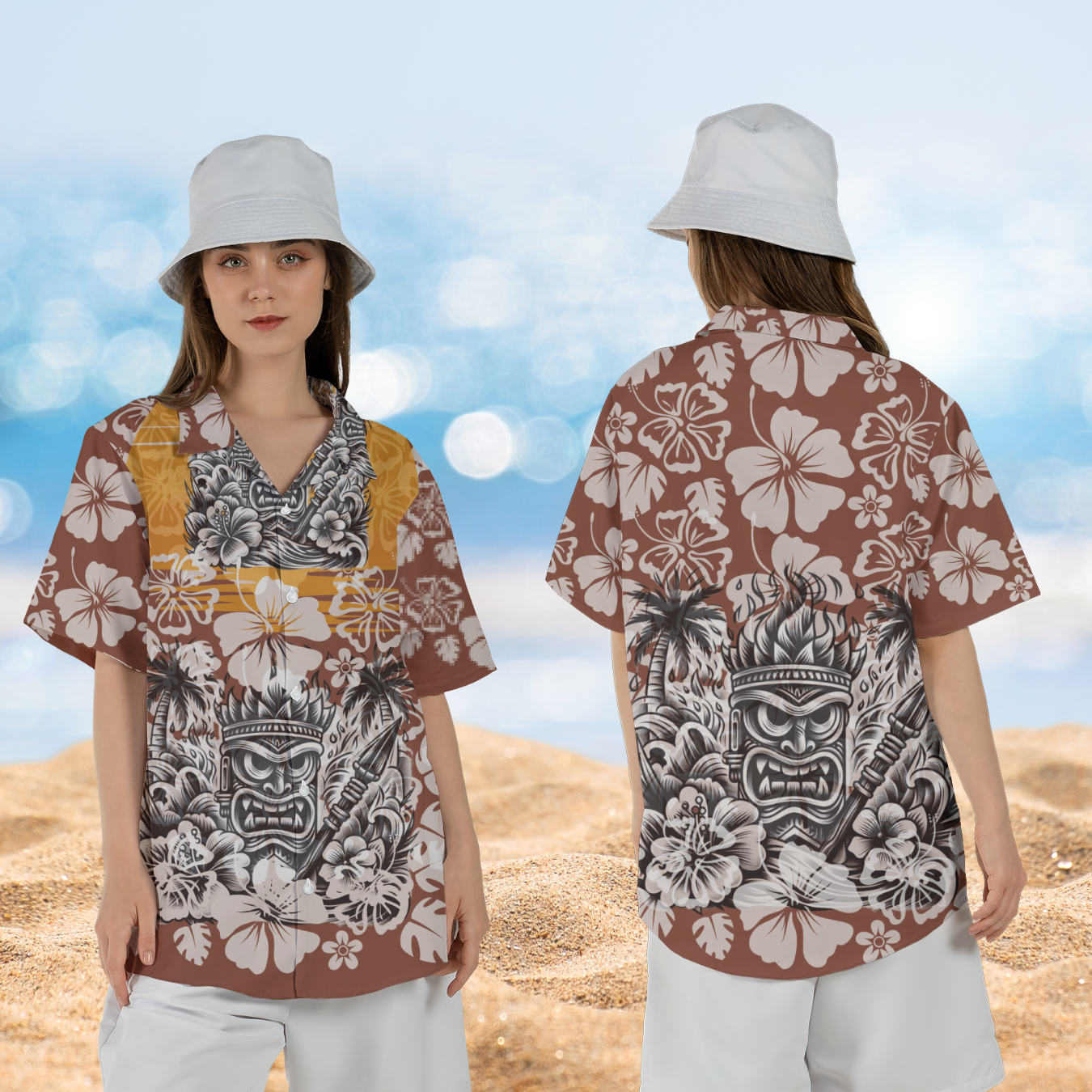 Hawaiian tiki style shirt MOCKUP