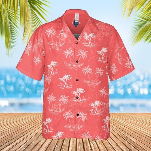 Hawaiian shirt Aloha shirt White palms on red front