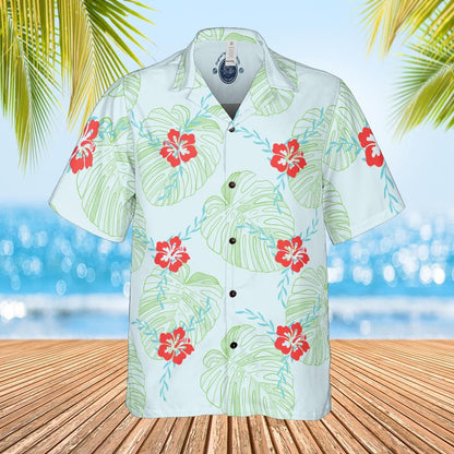 Hawaiian shirt  Aloha shirt unisex shirt floral on sky blue front