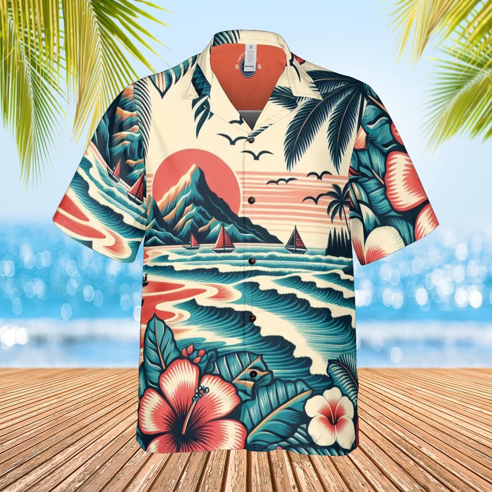 Hawaiian shirt Aloha shirt Classic island pattern front