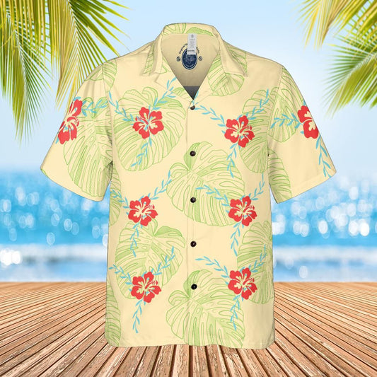 Hawaiian shirt  Aloha shirt unisex shirt floral on lemon front