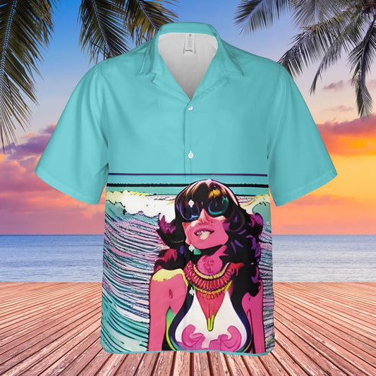 Hawaiian shirt Aloha shirt Unisex shirt Anime style Girl at the beach