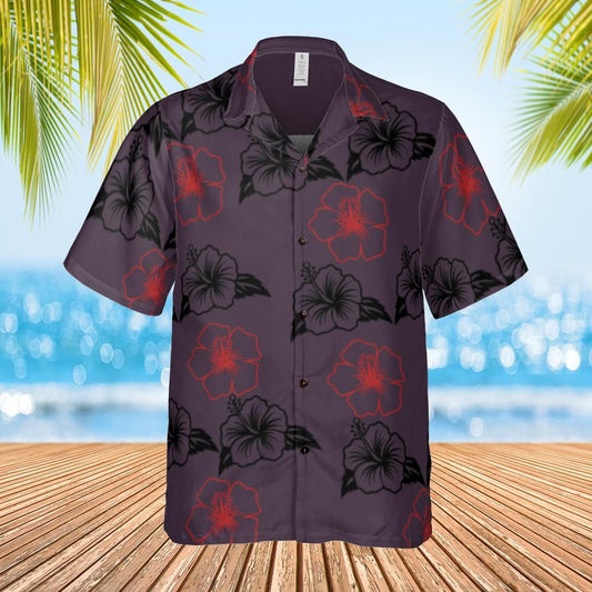 Hawaiian shirt, Aloha shirt Hibiscus shirt on charcoal front