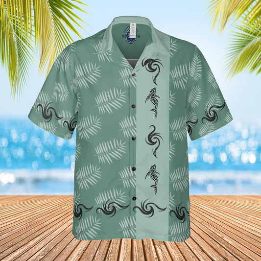 Hawaiians shirt Aloha shirt unisex shirt tribal on green front