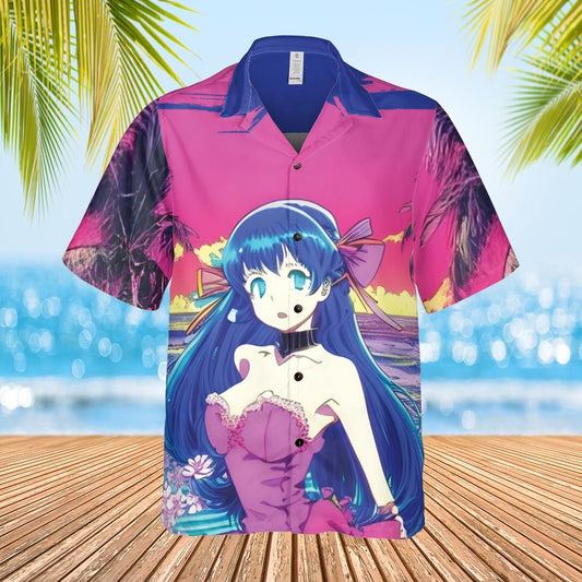 Hawaiian shirt Anime purple front