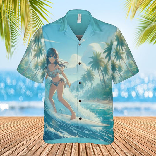 Anime Hawaiian shirt Surfer girl front